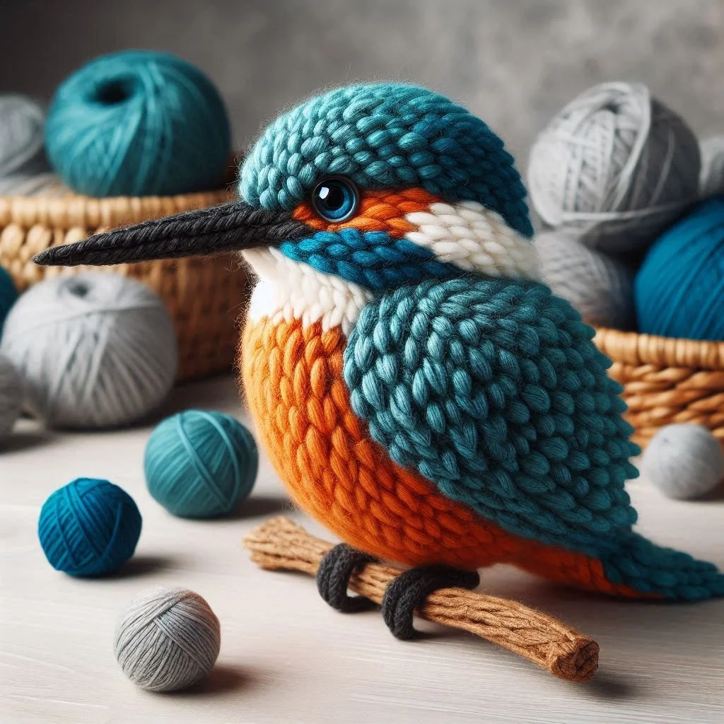 Knitted Kingfisher Birthday Card