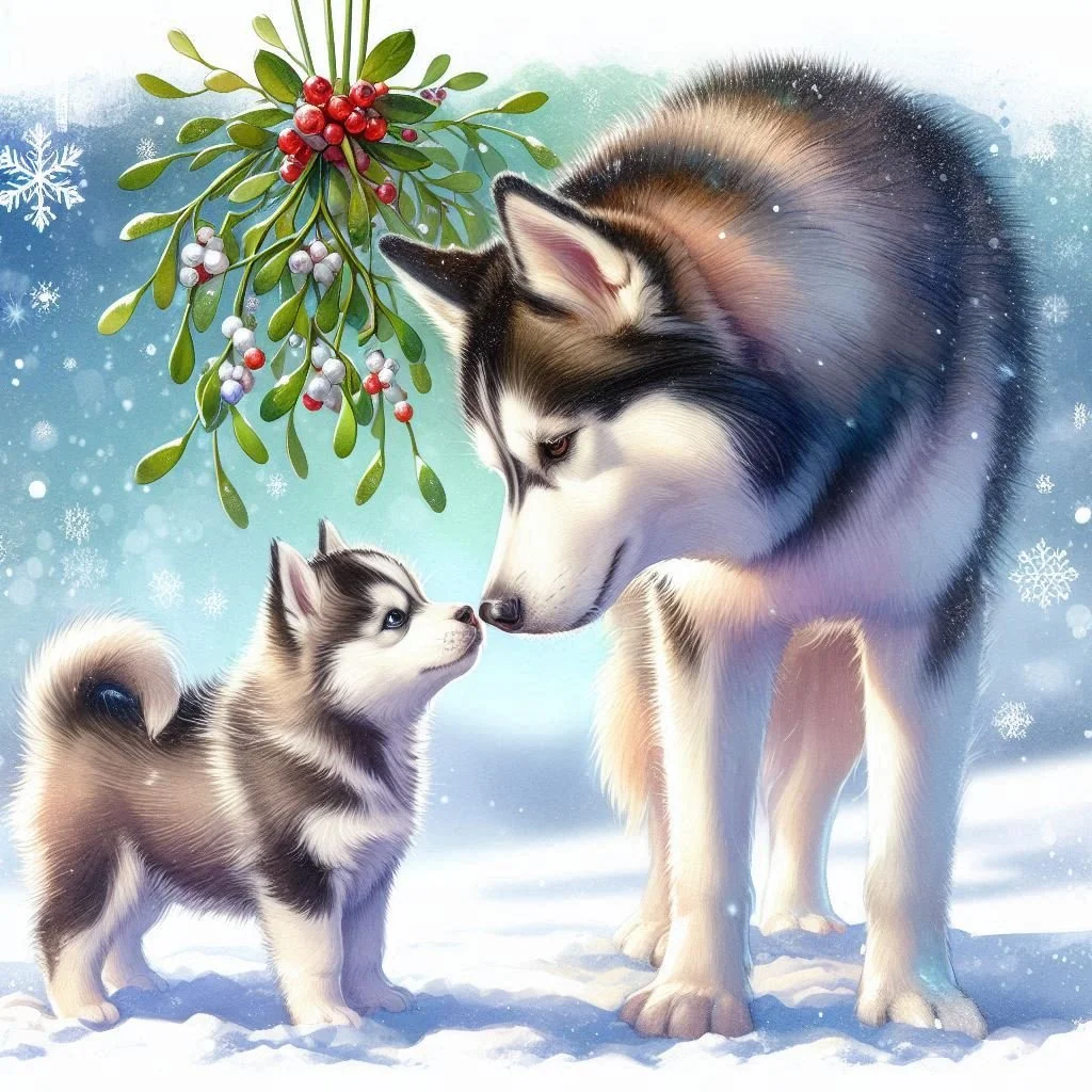 Husky Puppy Christmas Card