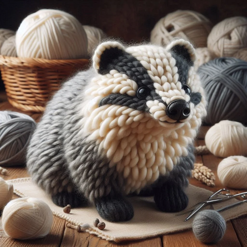 Knitted Badger Greeting Card