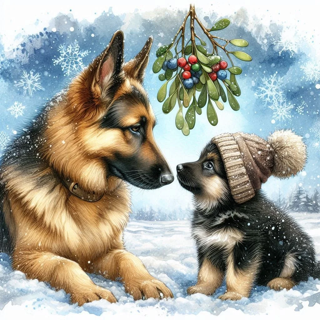 German Shepherd Puppy Christmas Card