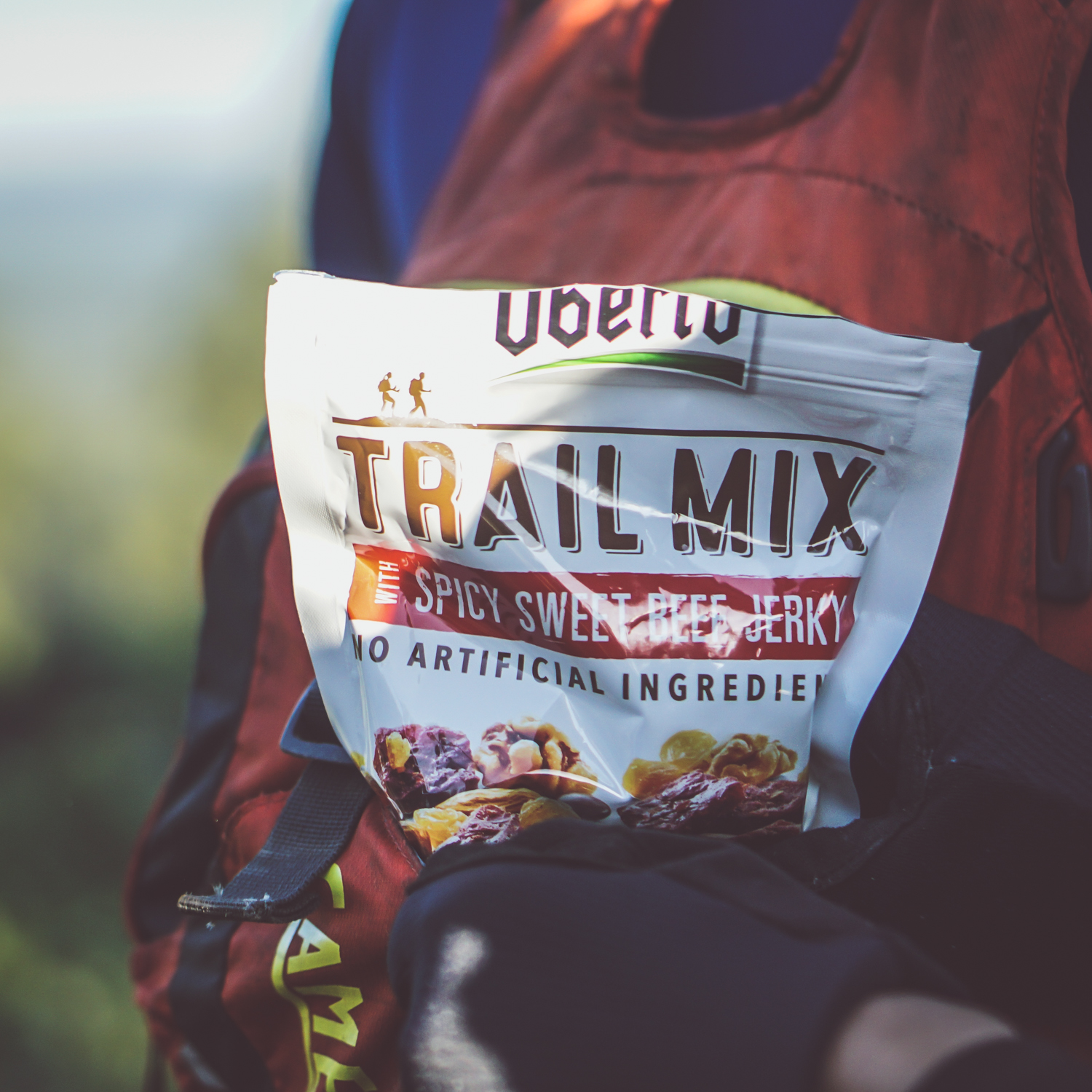 Trail Mix with Jerky enjoyed after a winter bike ride 