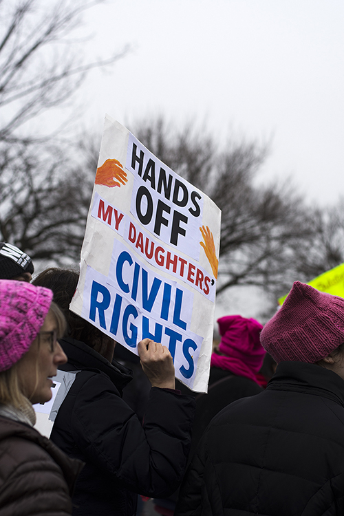 Protesters at the Women's March in Washington D.C., January 21, 2017. Photograph by Melissa Weiss.