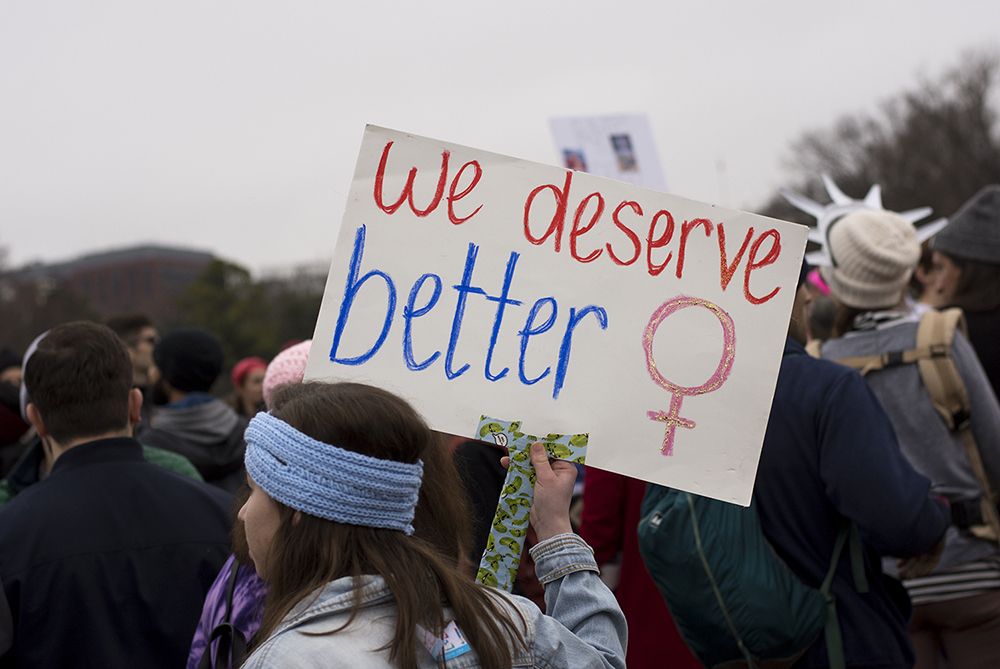 Protesters at the Women's March in Washington D.C., January 21, 2017. Photograph by Melissa Weiss.