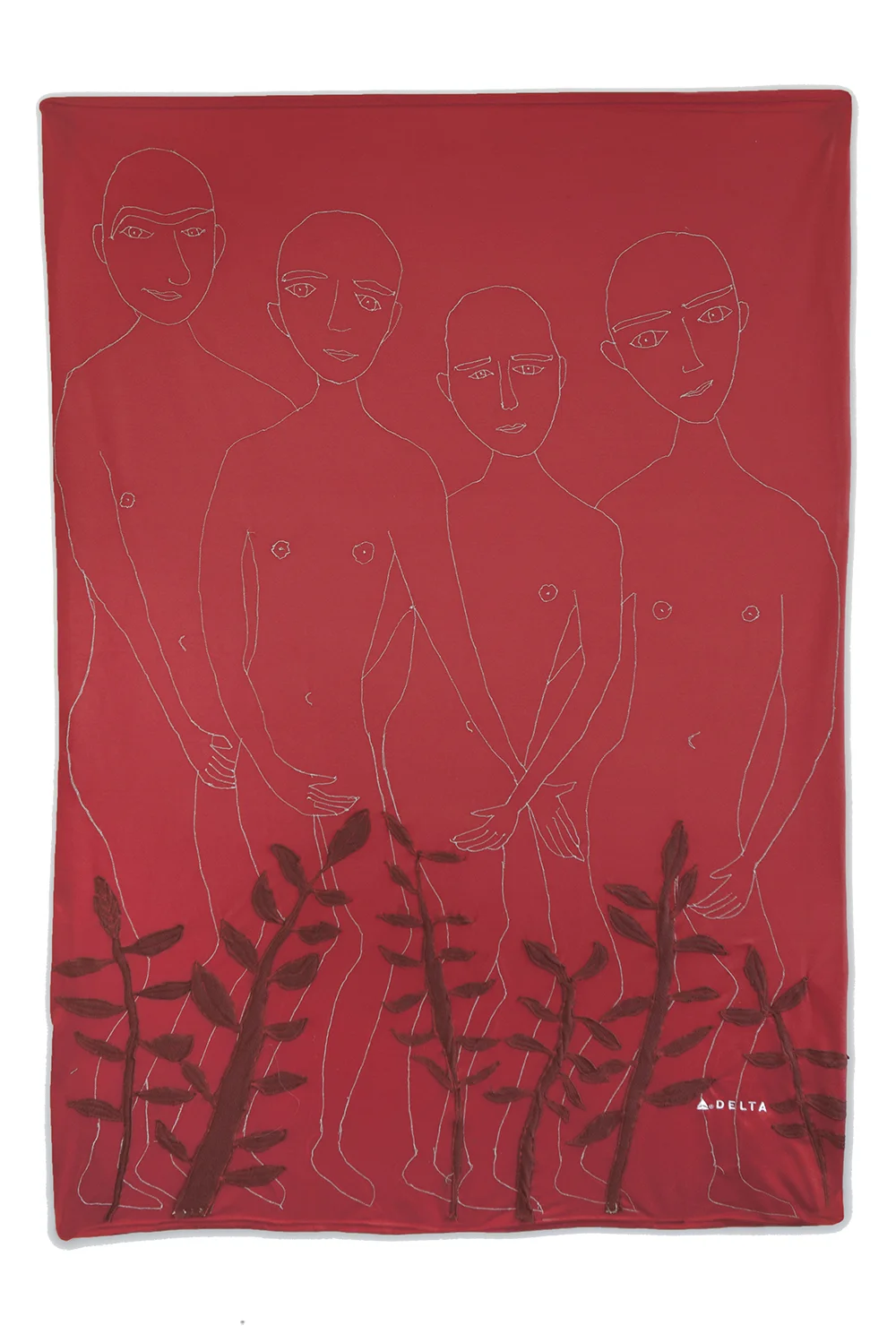 Hug (Delta) , 2016. In-flight blankets, 62 x 70 inches. Courtesy the artist.