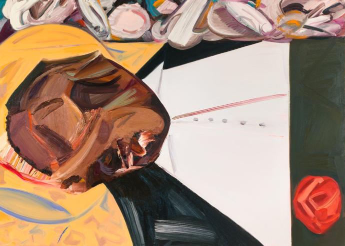 Dana Schutz, Open Casket , 2016. Oil on canvas, 39 x 53 in. Collection of the artist; courtesy the artist, Petzel Gallery, New York, and Contemporary Fine Arts, Berlin.