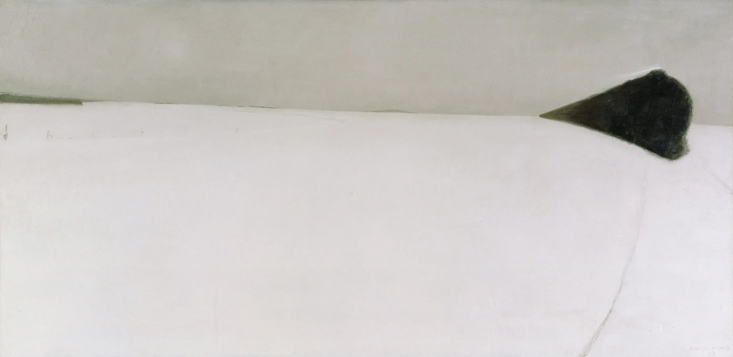Jean Paul Lemieux, Le Rapide , 1968. Oil on canvas, 101 x 204 cm. Collection of the Musée national des beaux-arts du Québec, gift of the estate of Gabrielle Bertrand. Photo: MNBAQ, Idra Labrie.