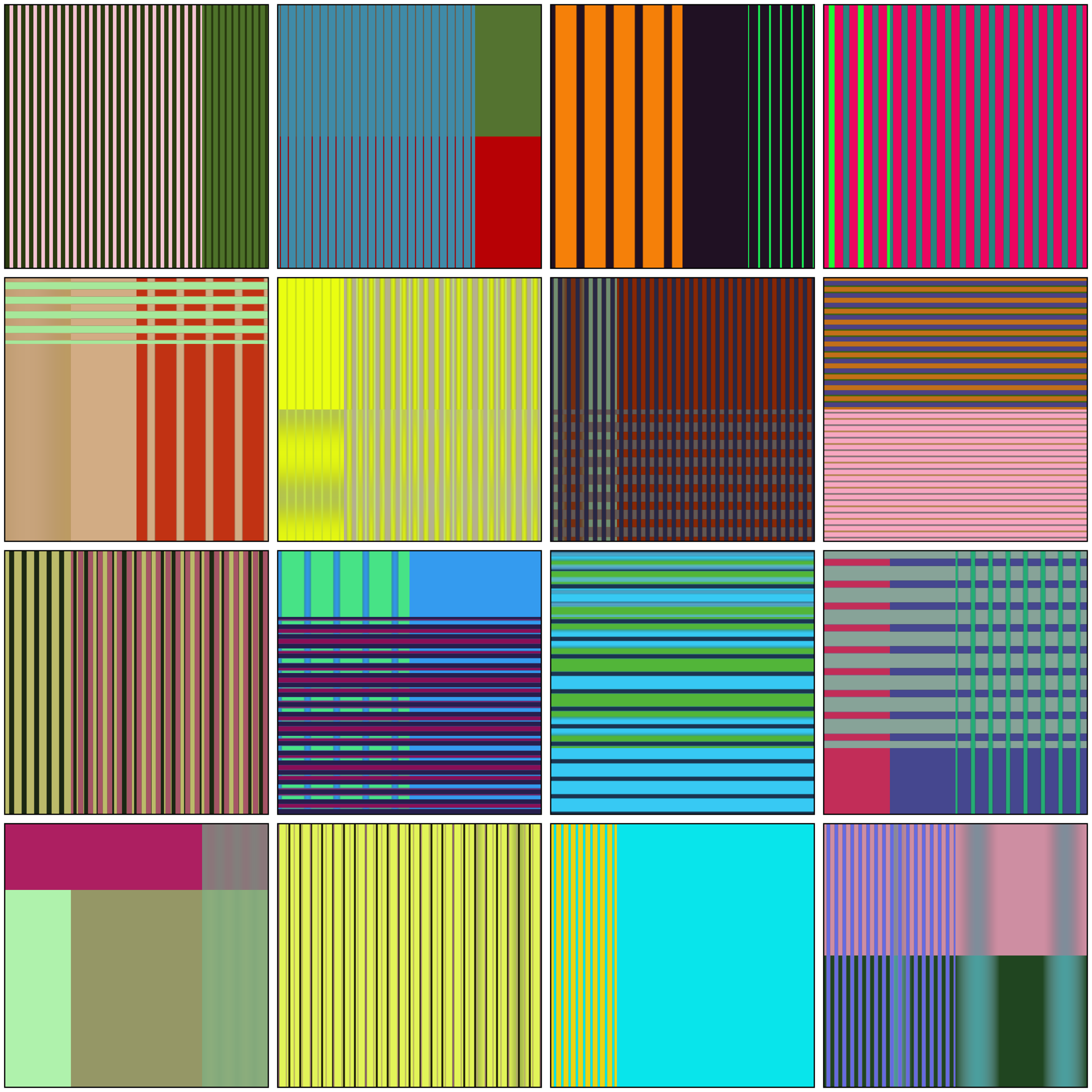 Zombie Formalist , (2018) work in progress. Selection of stripe studies. Image courtesy of the artist.