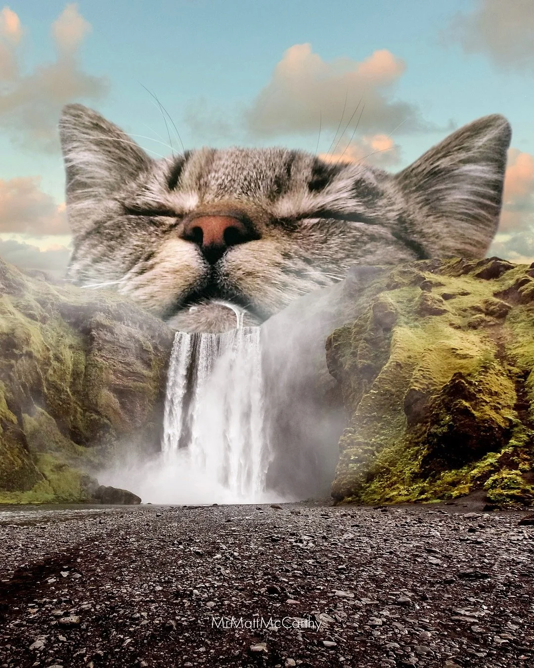Dreaming of Waterfalls, 2025 💦 This is the November cat in my 2026 Lazy Cats Calendar! And it even comes with extra drool!
Every time I&rsquo;ve posted a cat and a waterfall piece in the past someone has asked if it&rsquo;s the cat&rsquo;s drool cau
