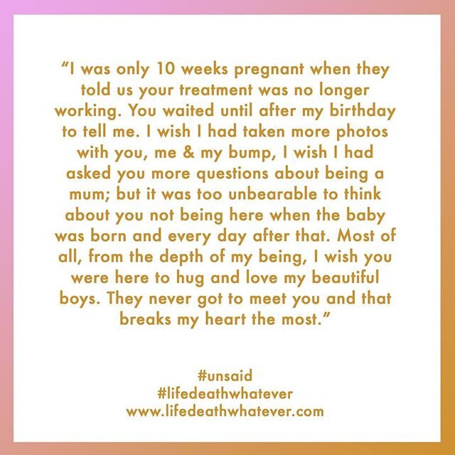 #lifedeathwhatever &amp; breaks my heart the most #wordsleftunsaid #unsaid 
Submit your own #unsaid words via www.lifedeathwhatever.com