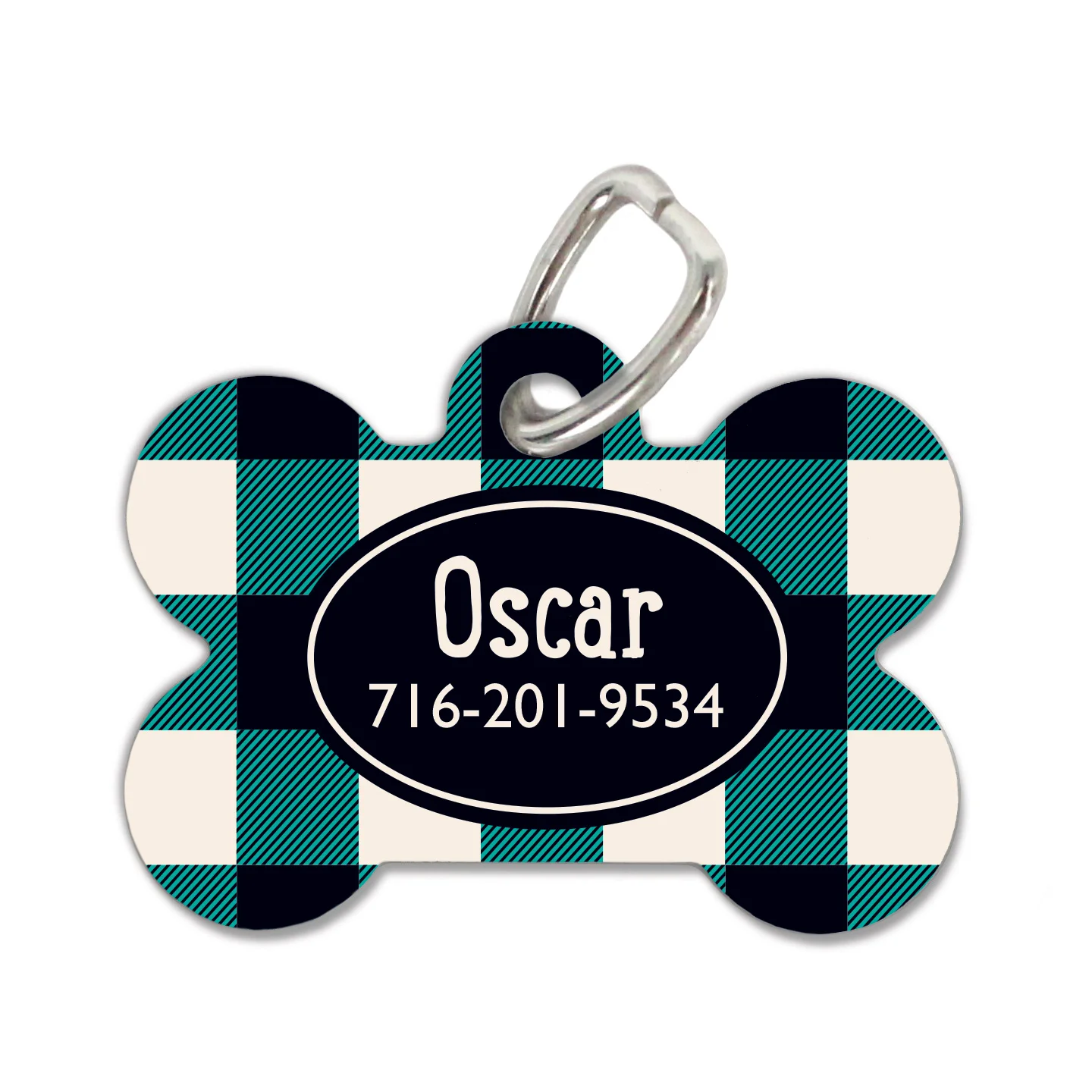 Emerald Plaid Dog Tag