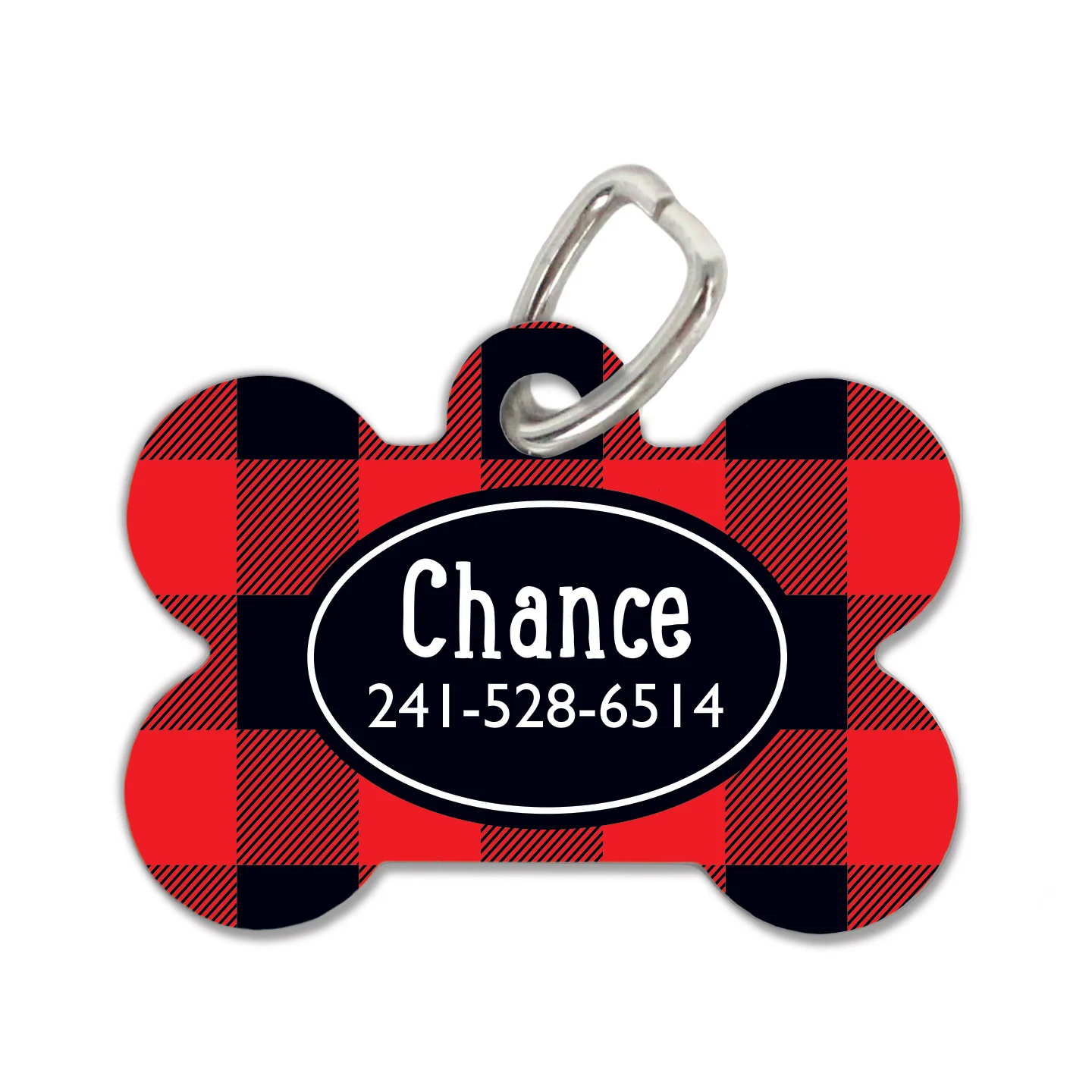 Rustic Red Plaid Dog Tag