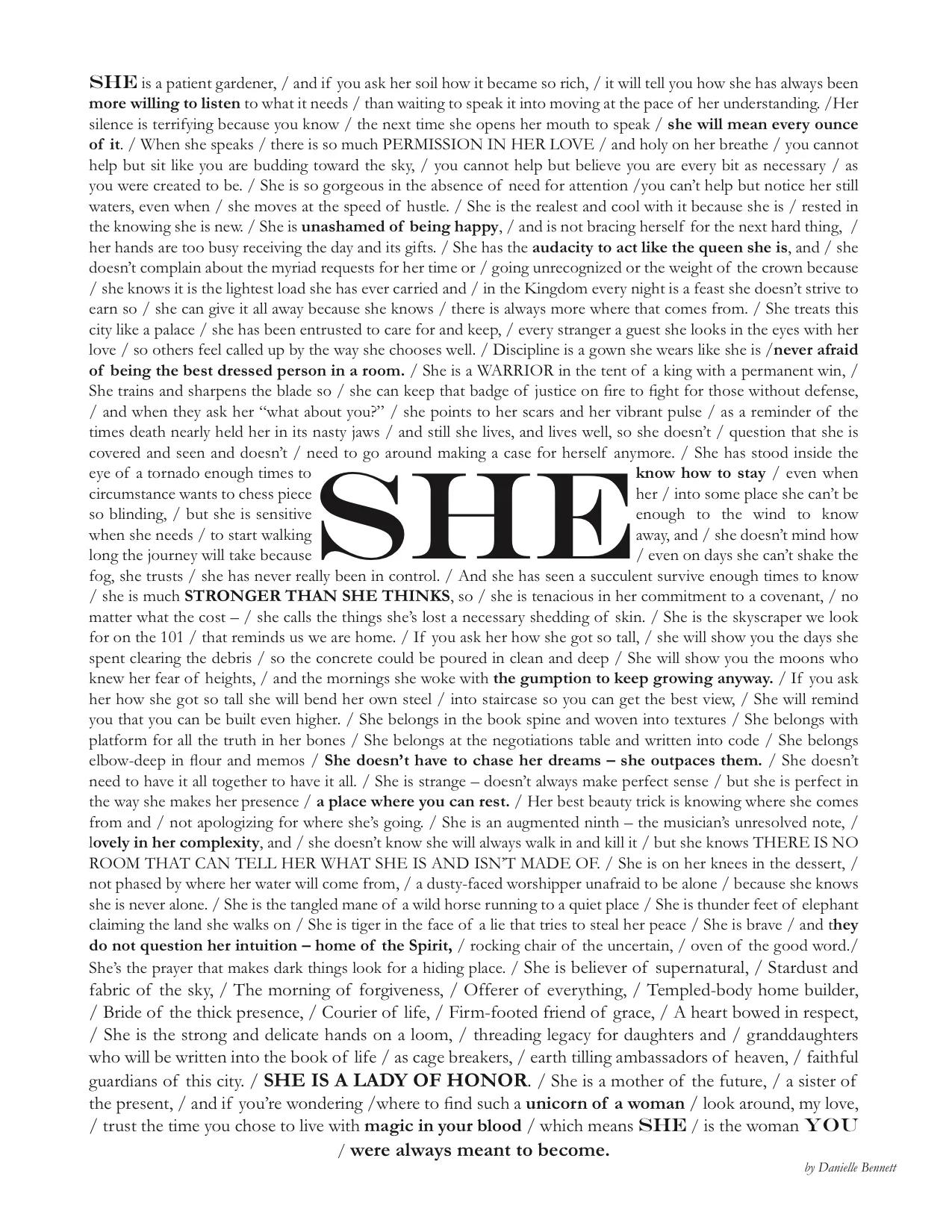 "She" by Danielle Bennett