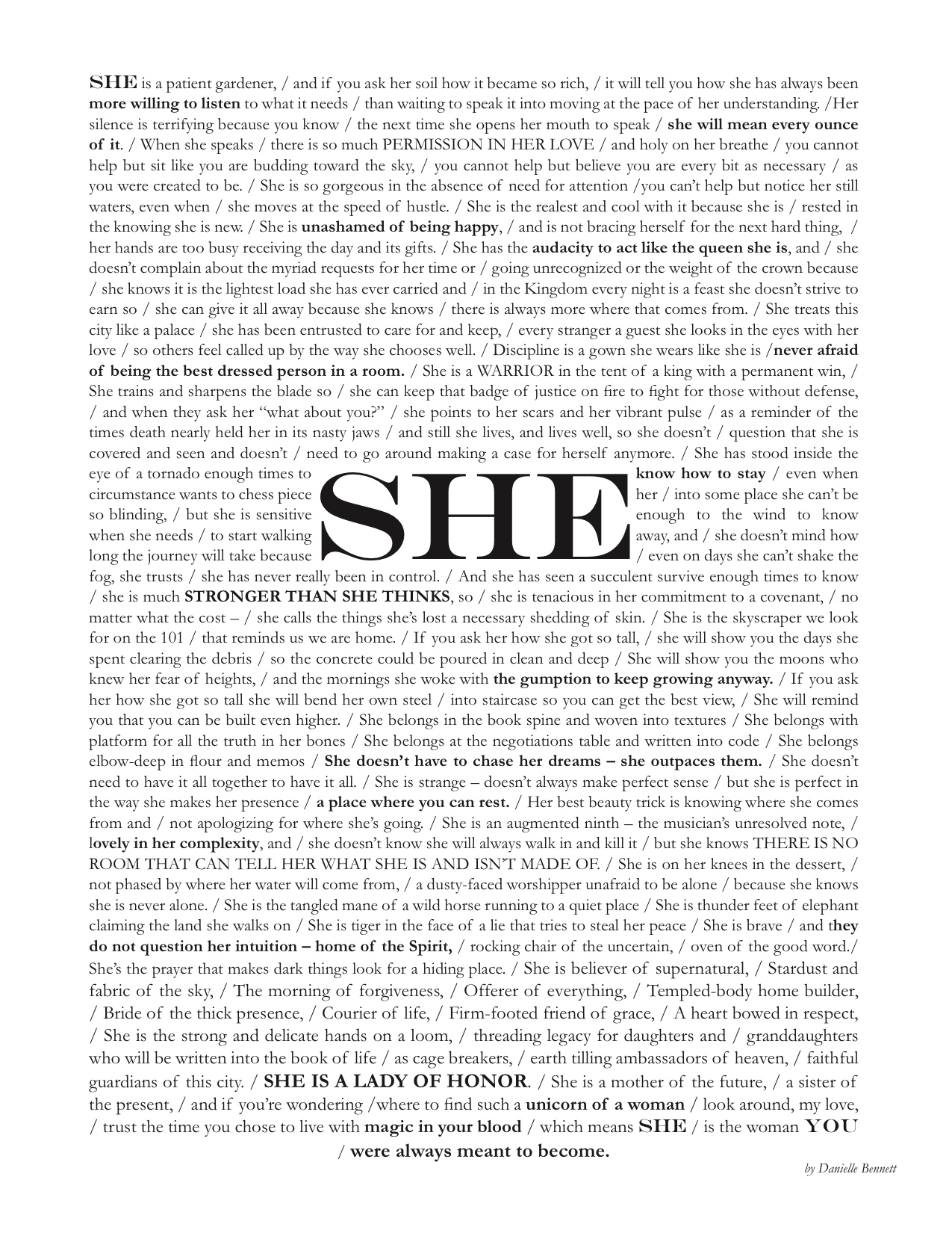 "She" by Danielle Bennett
