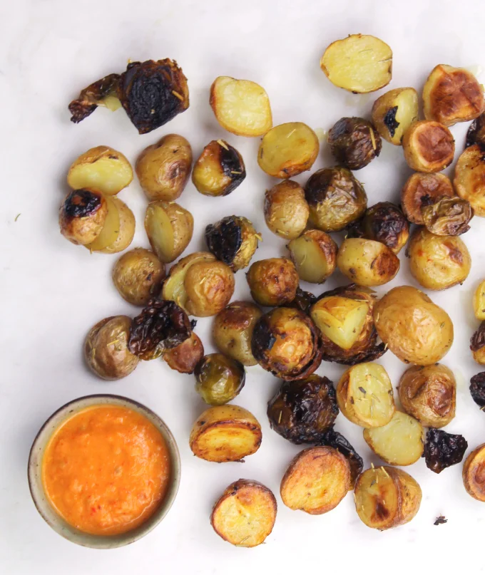 The finished product. Crisp veggies with a creamy, tangy sauce that could top regular ketchup any day