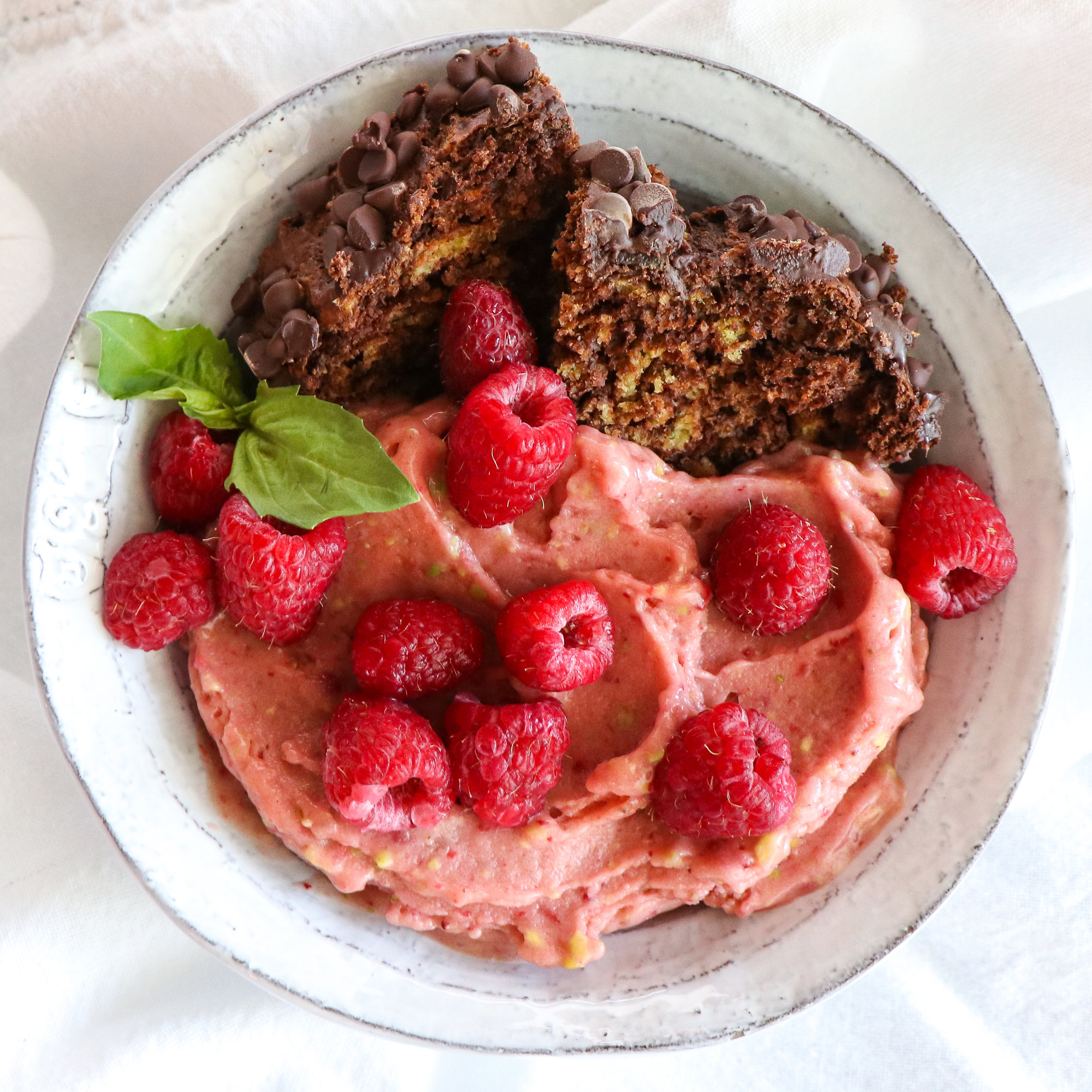 Strawberry avocado banana nice cream with zucchini carrot bread.jpg