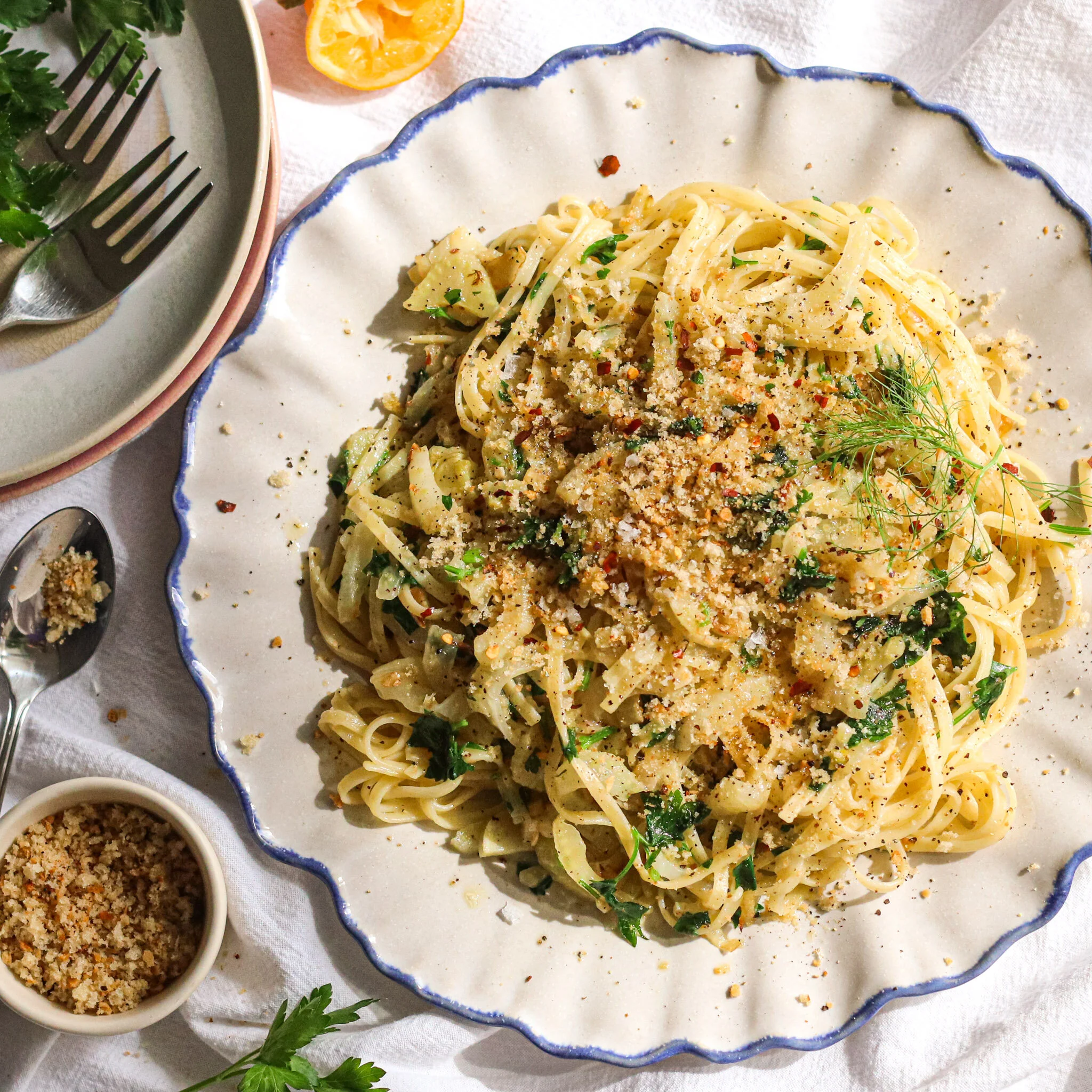 Fettuccine with Fennel and Bread Crumbs - Dairy Free