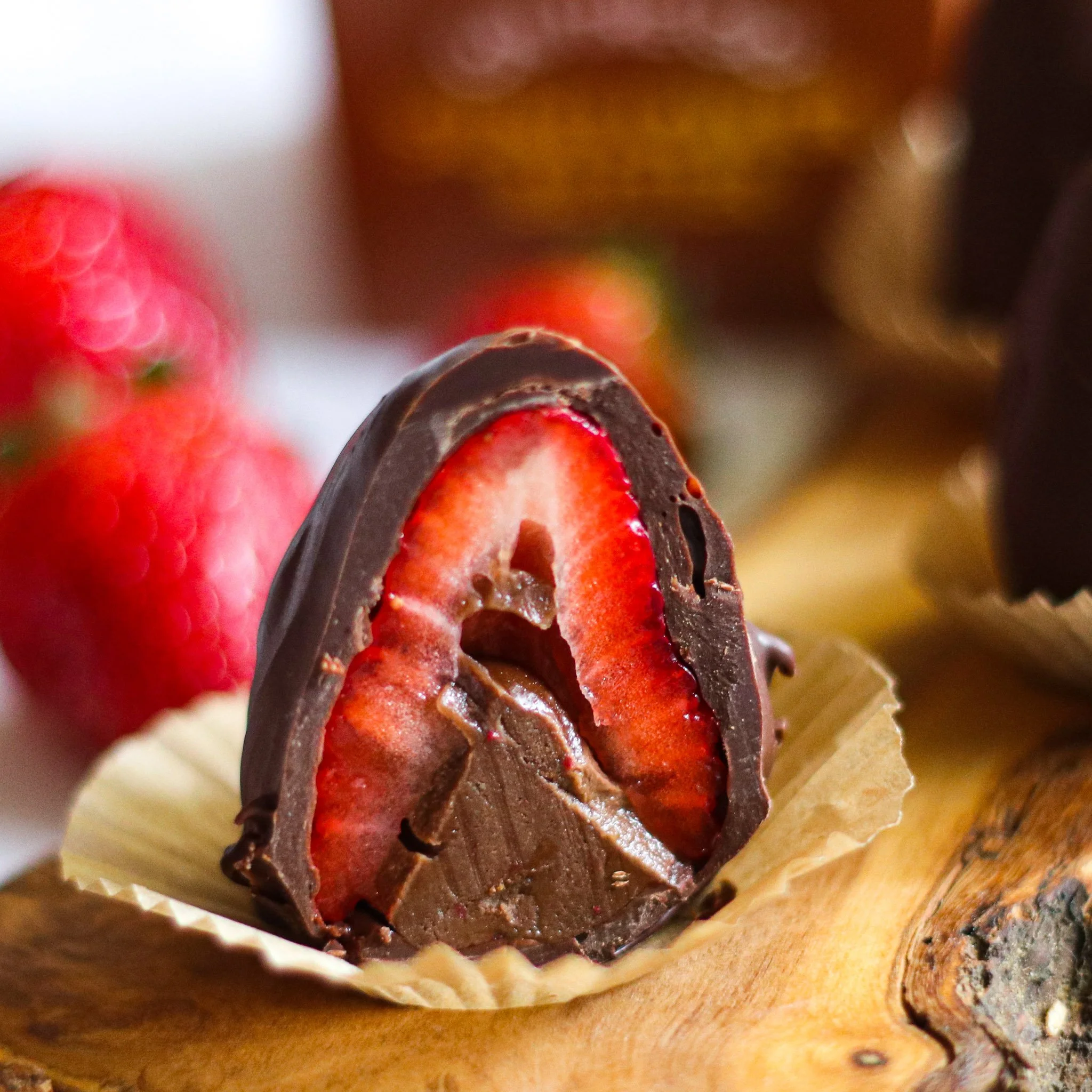 Sunbutter Stuffed Chocolate Strawberries
