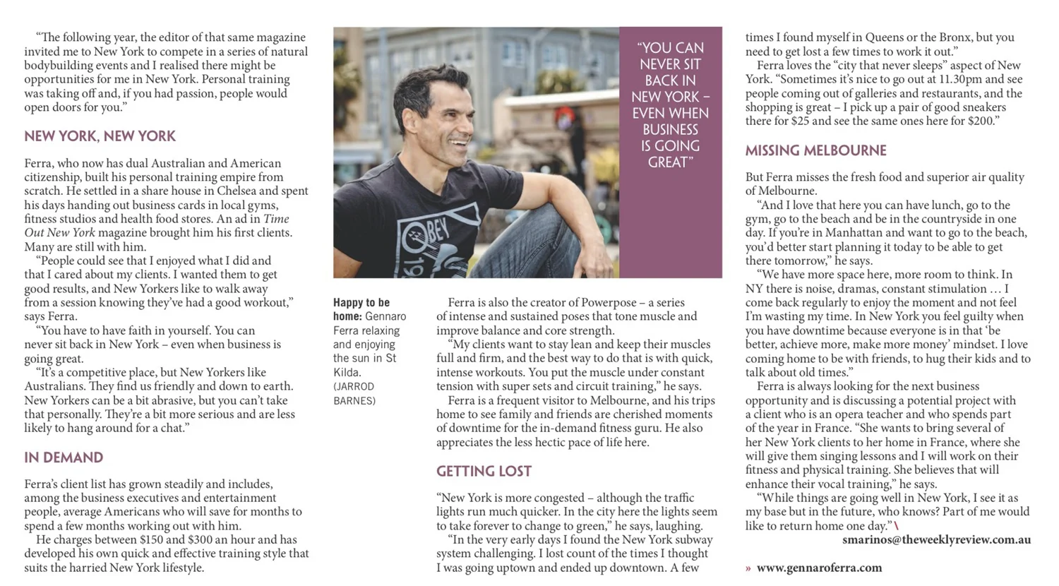 Weekly review Australia, Body of work