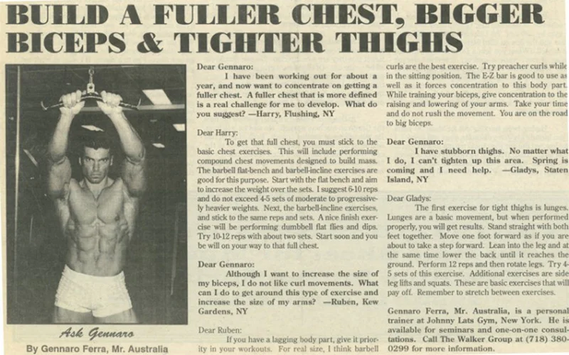 MuscleZine ask Gennaro column USA