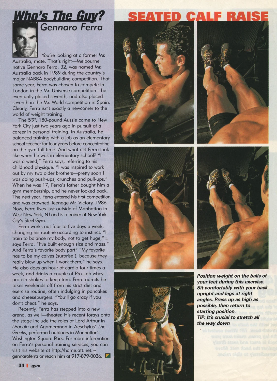 Gym magazine , calf routine