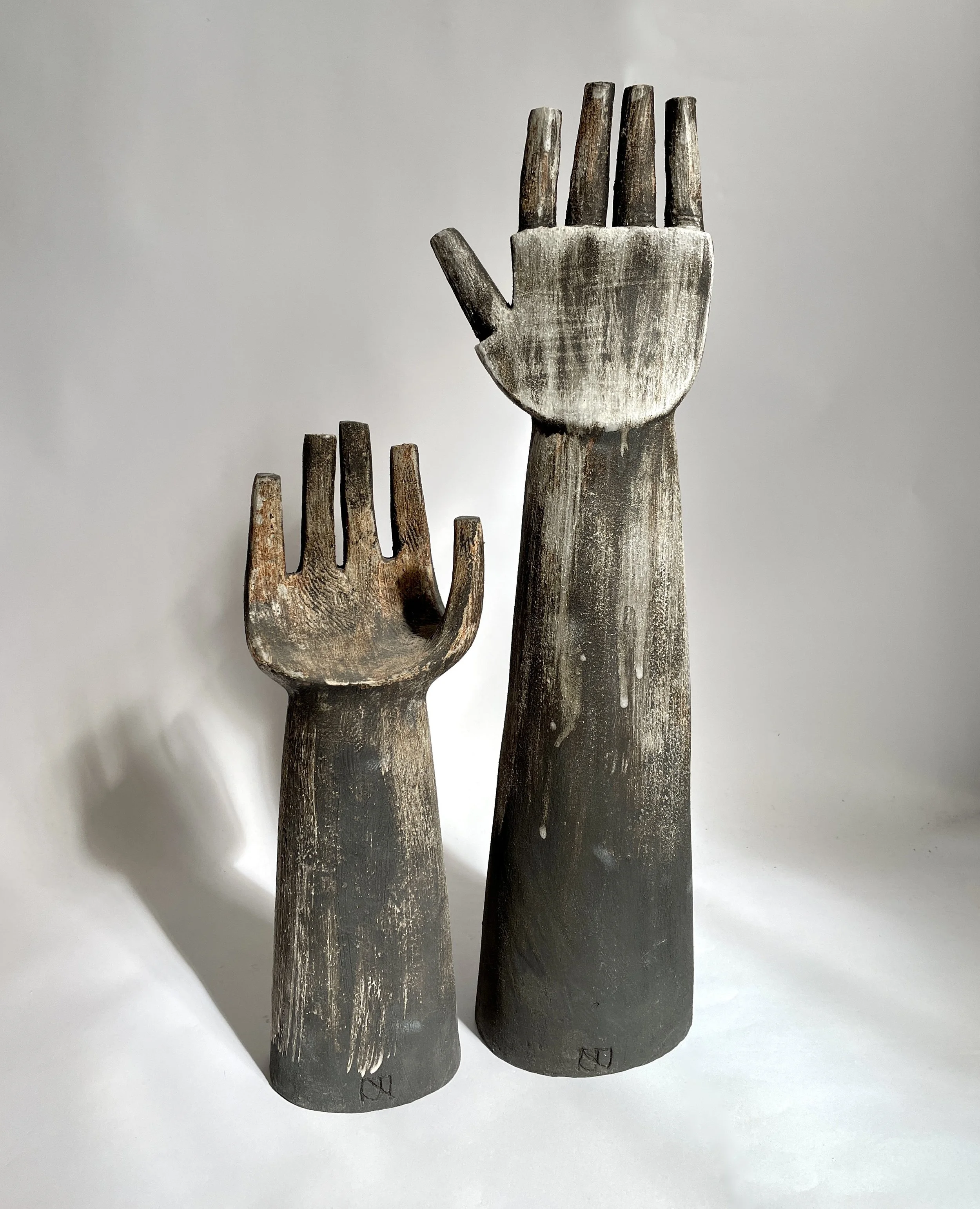  Charcoal Rusted and Charcoal Ivory hands, H 48 x W 13.5 x D 9cms 