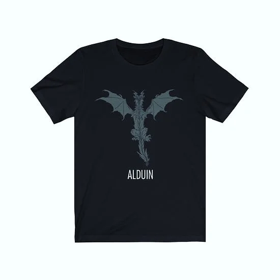 Alduin the World Eater! Fans of Skyrim the fifth installment of the Elder Scrolls Saga this T-shirt is for you!