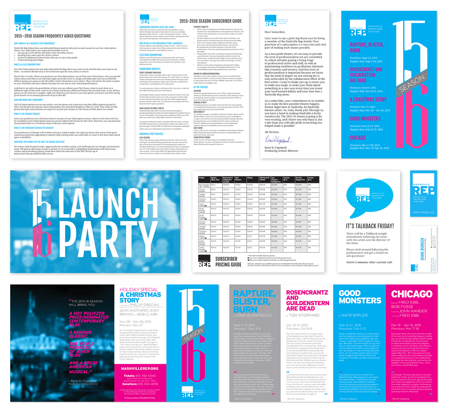 New Branding for 2015-2016 Documents | Subscriber Mailing Pieces, Business Cards, Flyers, Invitations, Brochure