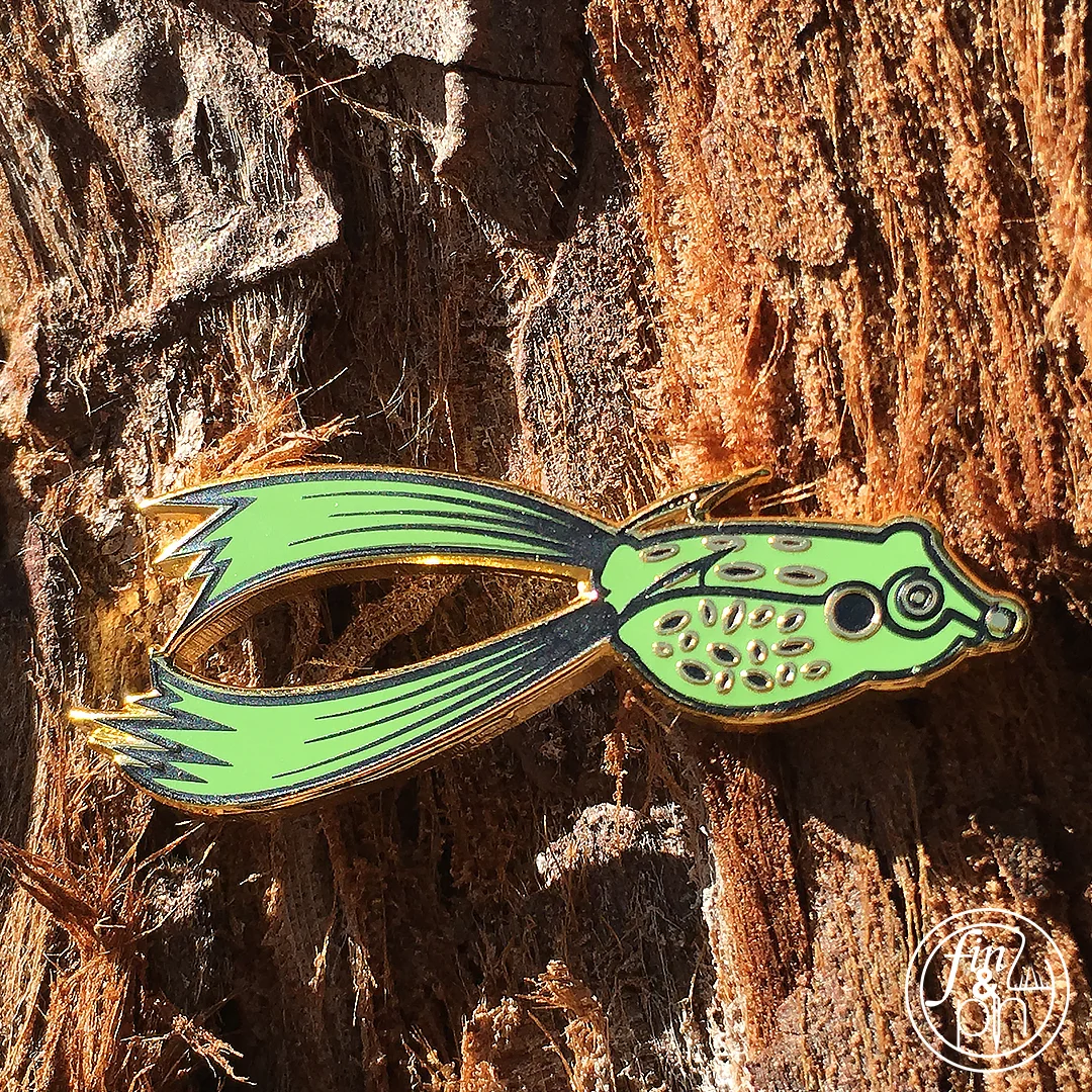 Fin & Pin - Topwater Frog Hat Pin on a tree
