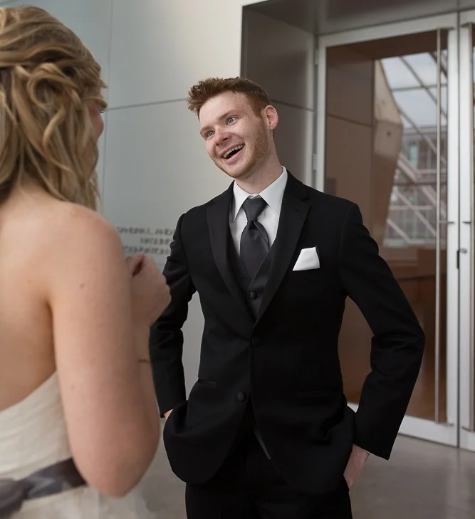 My husband seeing me for the first time. Red Arrow Photography.