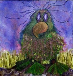 Amabie, 10x10”, acrylic on canvas