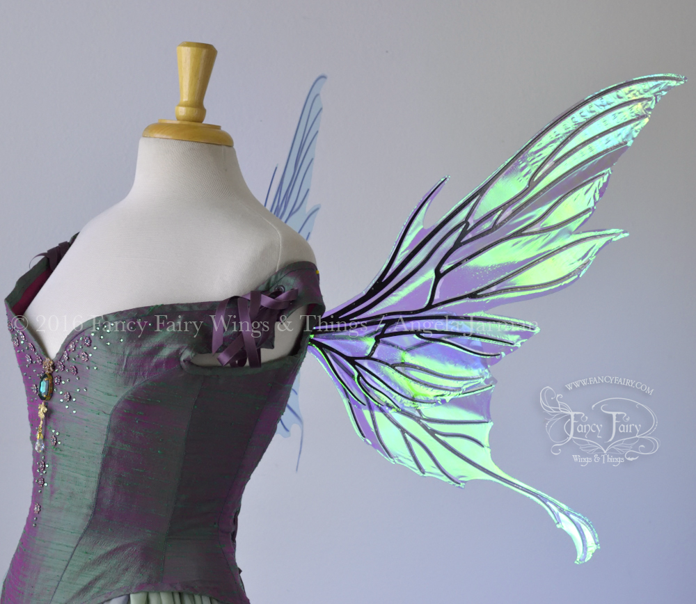 Morgana Fairy Wings in Aquamarine with Black Veins