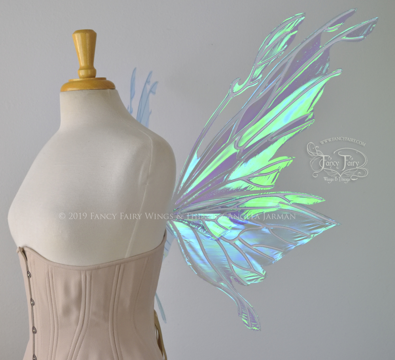 Fairy, aqua fairy wings, iridescent scifi-like aqua