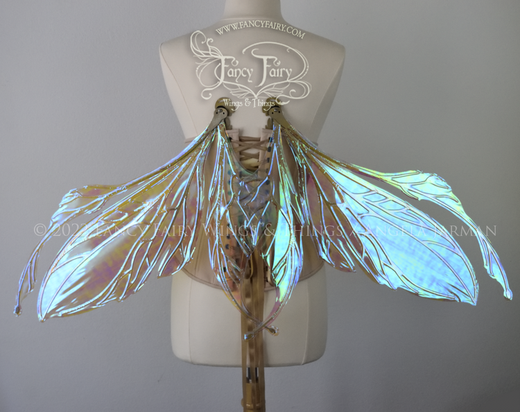 Iridescent fairy wings necklace- Triad with opalite - Geek and Artsy