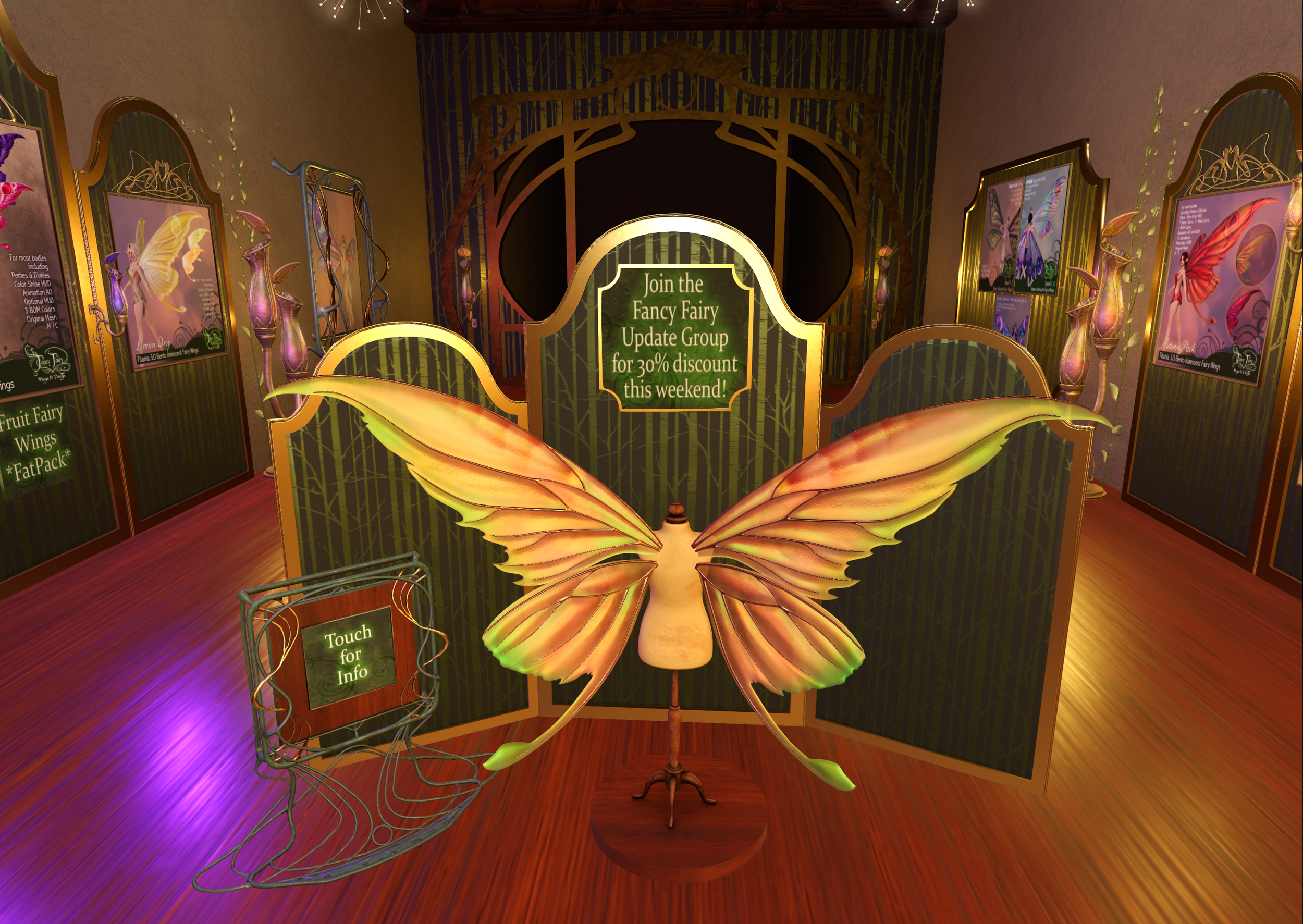 Second Life photo of the interior of my Bellisseria store