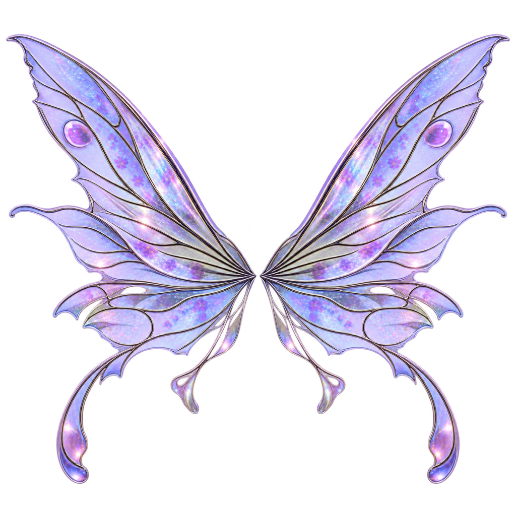 Photo of a 3D or computer generated fairy wings graphic on a white background