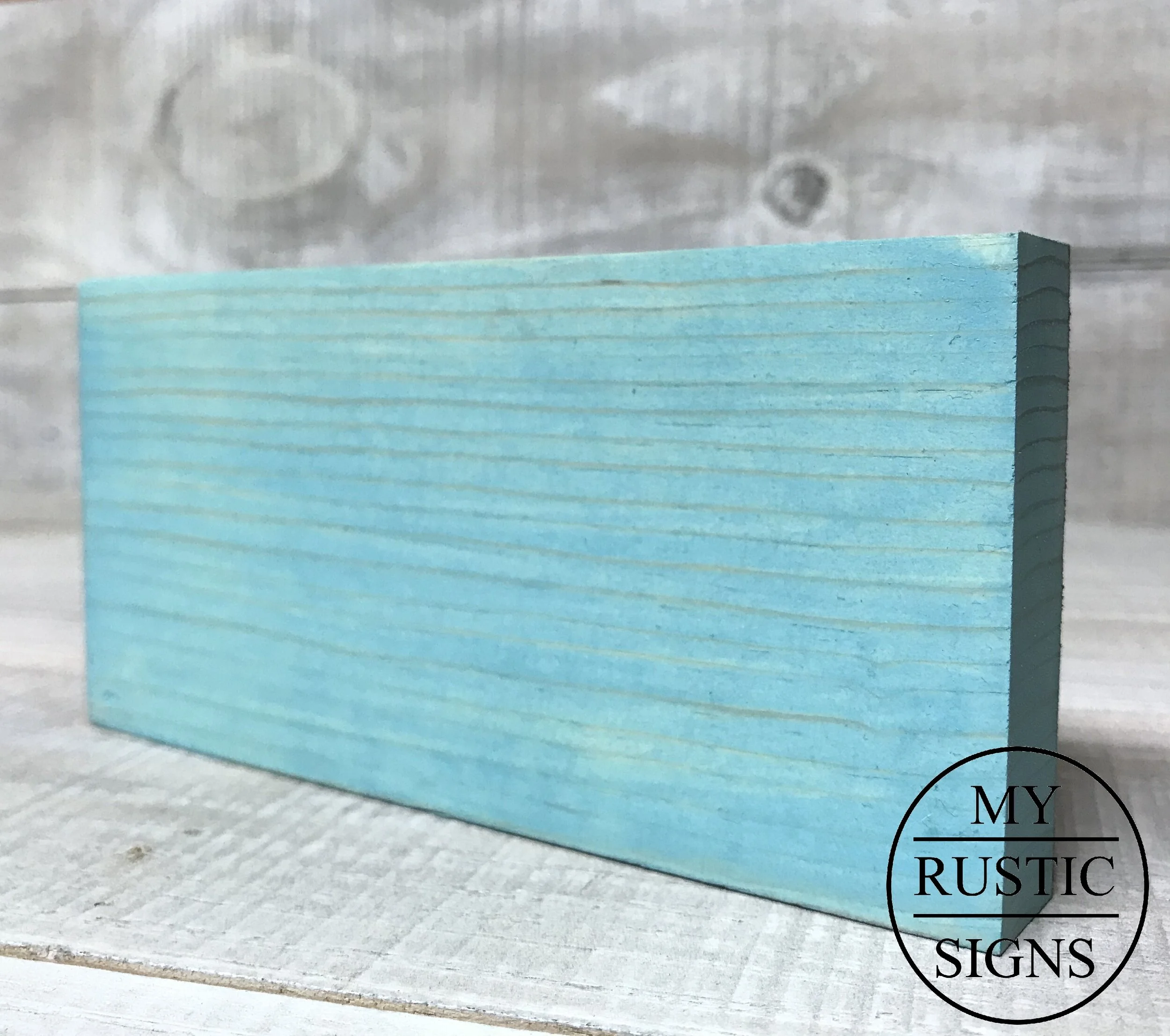 Rustic Coastal Aqua Single Plank Wood Sign 