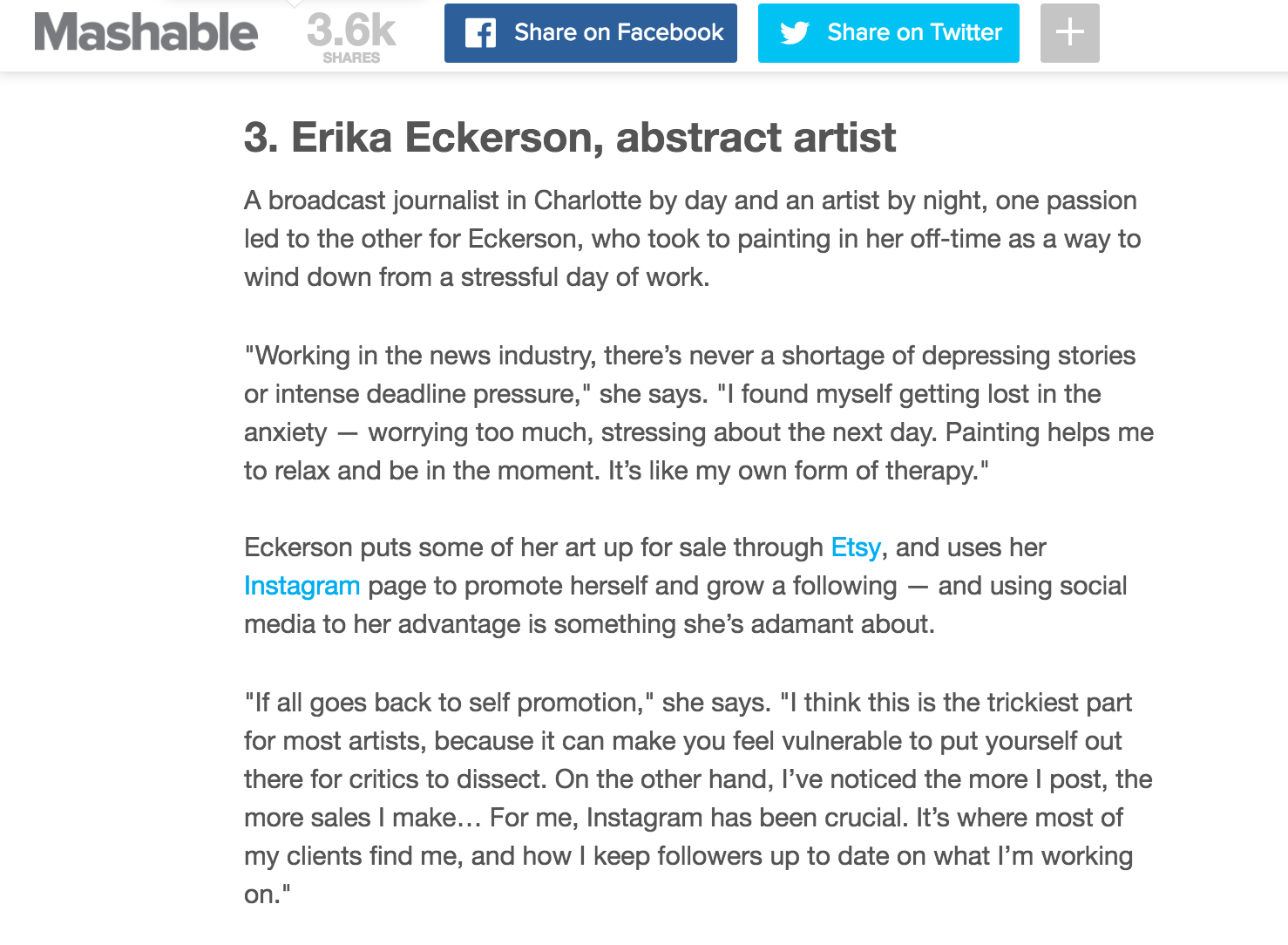 Defying the starving artist stereotype: Mashable.com