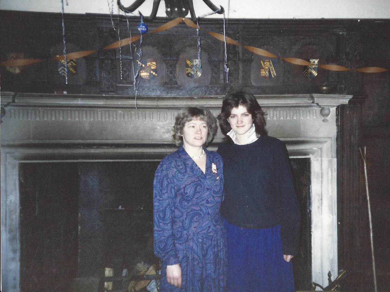 Mum and me in front of the fireplace in the Great Hall. C opyright: Caroline Jane Knight