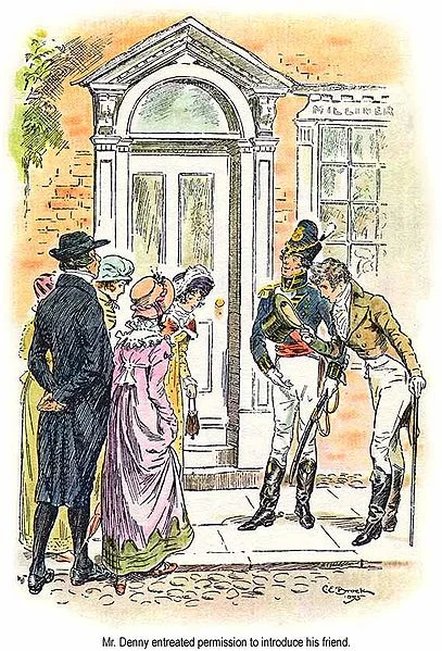A Meryton scene. Credit: C E Brock, 1895