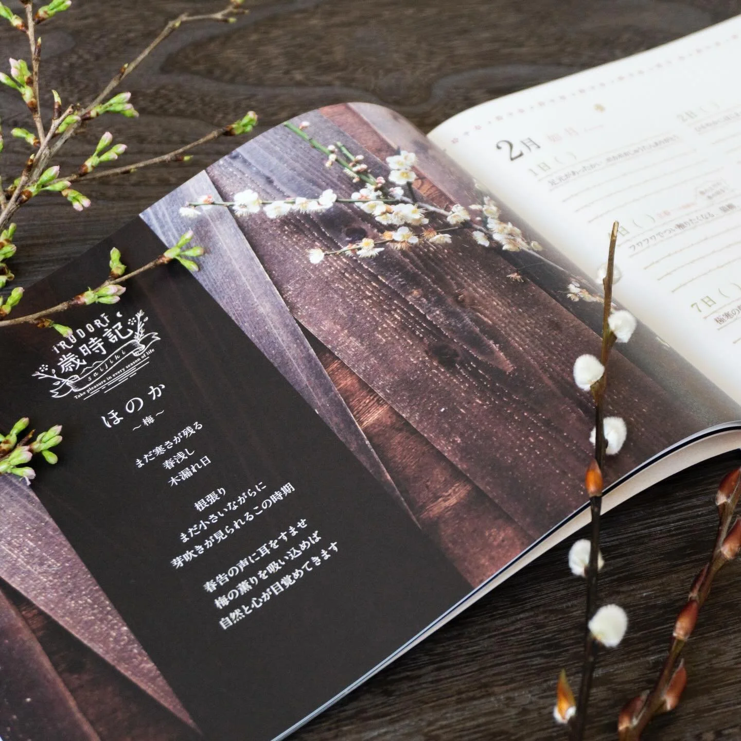 感謝の歳時記
2月〜如月〜
季節の言葉
ー＊ー＊ー＊ー＊ー＊ー＊ー＊ー＊ー
・豆まき・春一番・薄氷・春寒・雪解
・残雪・雪間・雛菊・初春・早春
ー＊ー＊ー＊ー＊ー＊ー＊ー＊ー＊ー
.
習慣によって自分の幸せに気づき
持続的な幸せを
.
日記帳を必要としている人はもちろん、
人生の節目（出産、結婚、就学、就職、転職、退職、転居）を迎えている方や、
前に進む力を作り出そうとしている方、
もう一度自分の幸せを再認識したい方はぜひお使いください！
.
詳細はショップサイトへ
https