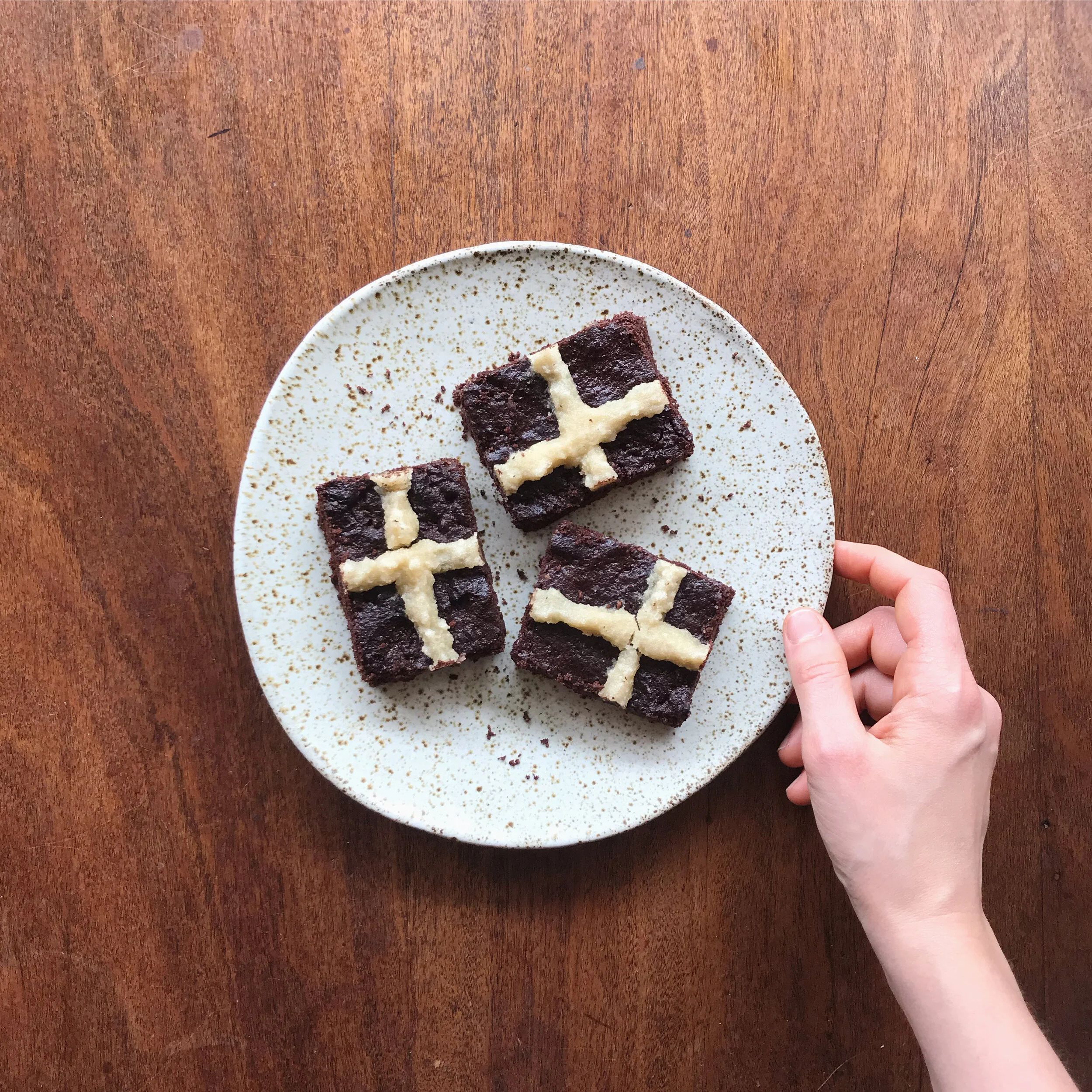 Hot Cross Brownies