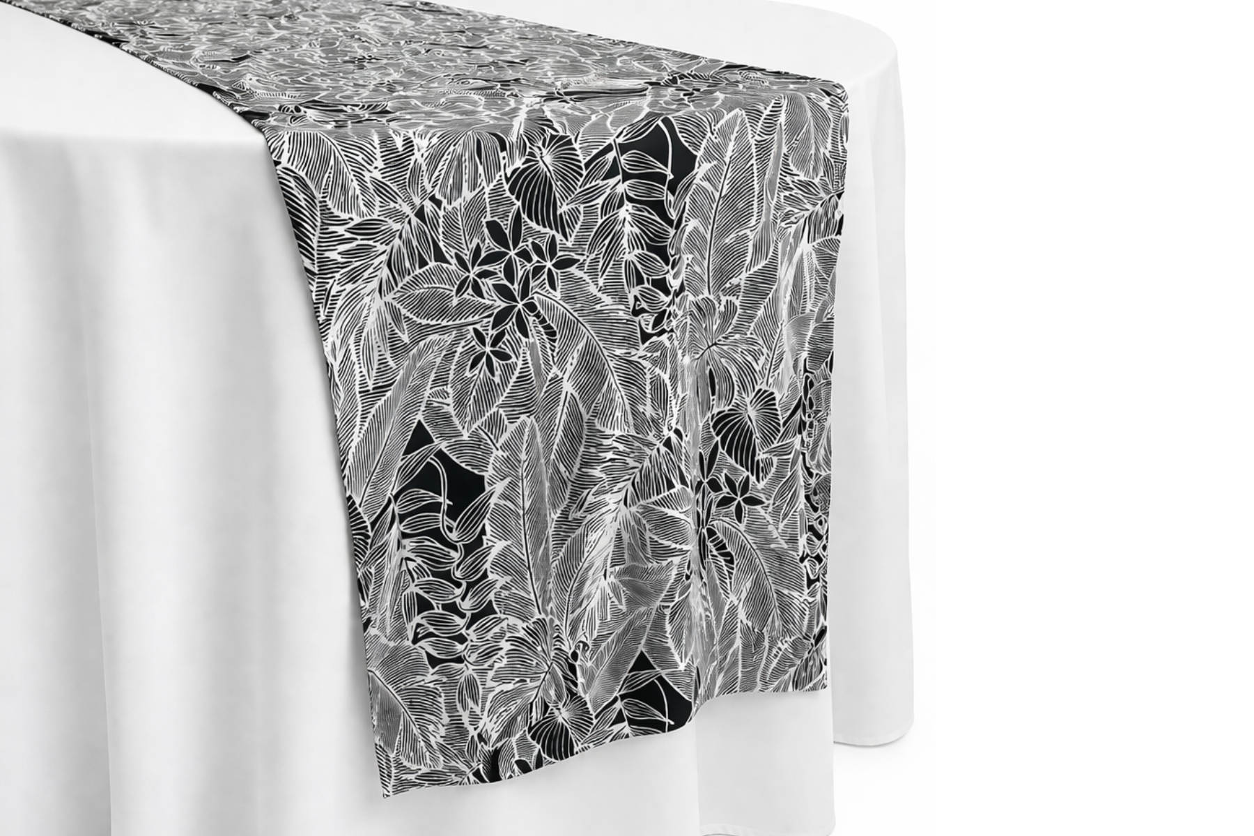 Island Print Heliconia Runner - Black & White