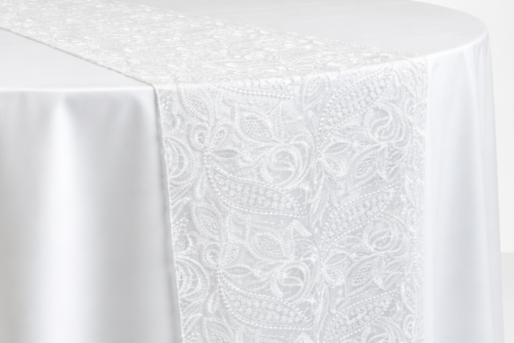 French Lace Runner - White/Ecru