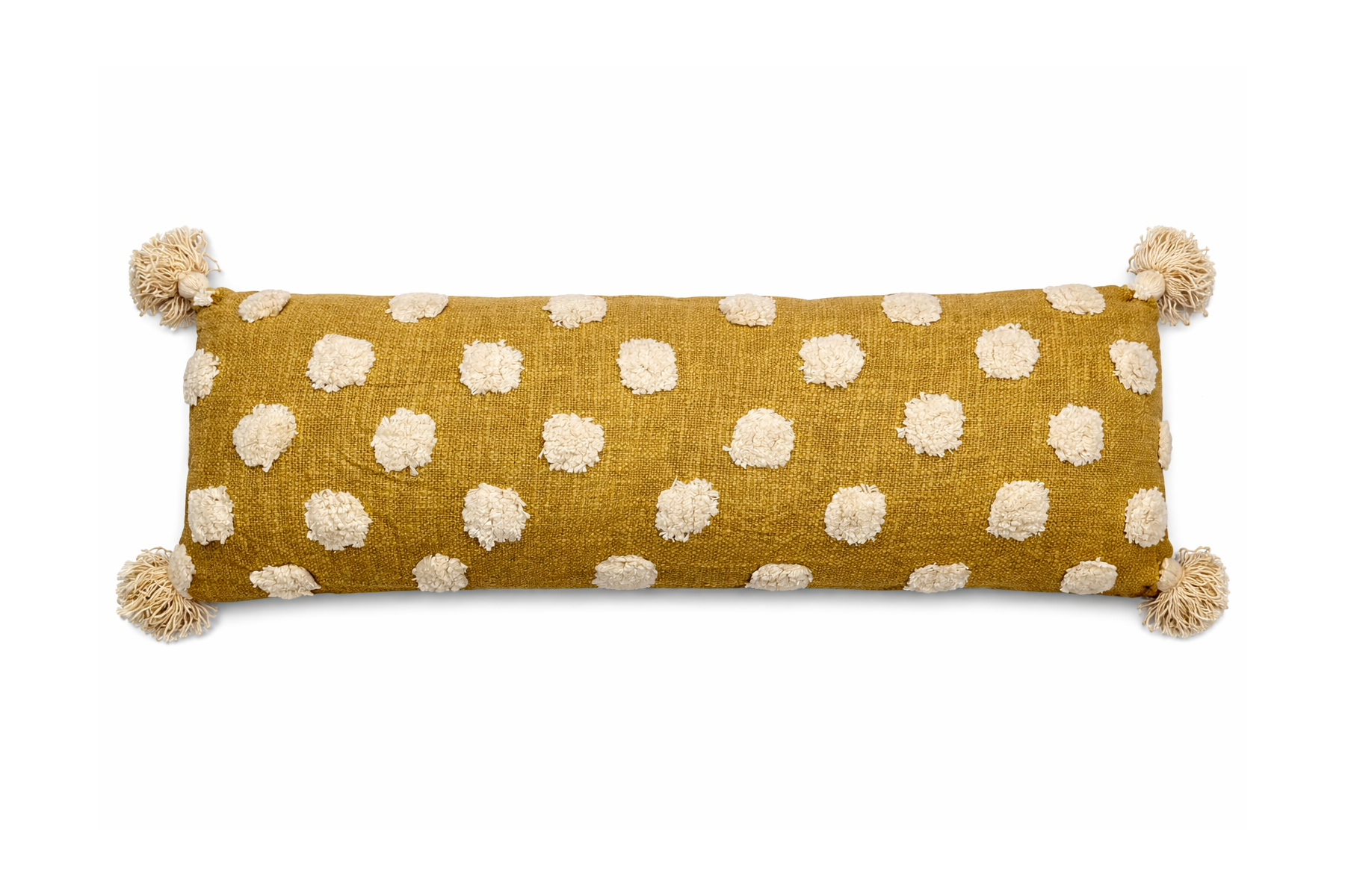Textured Tassel Pillow - Mustard Polka Dot Thumb.png