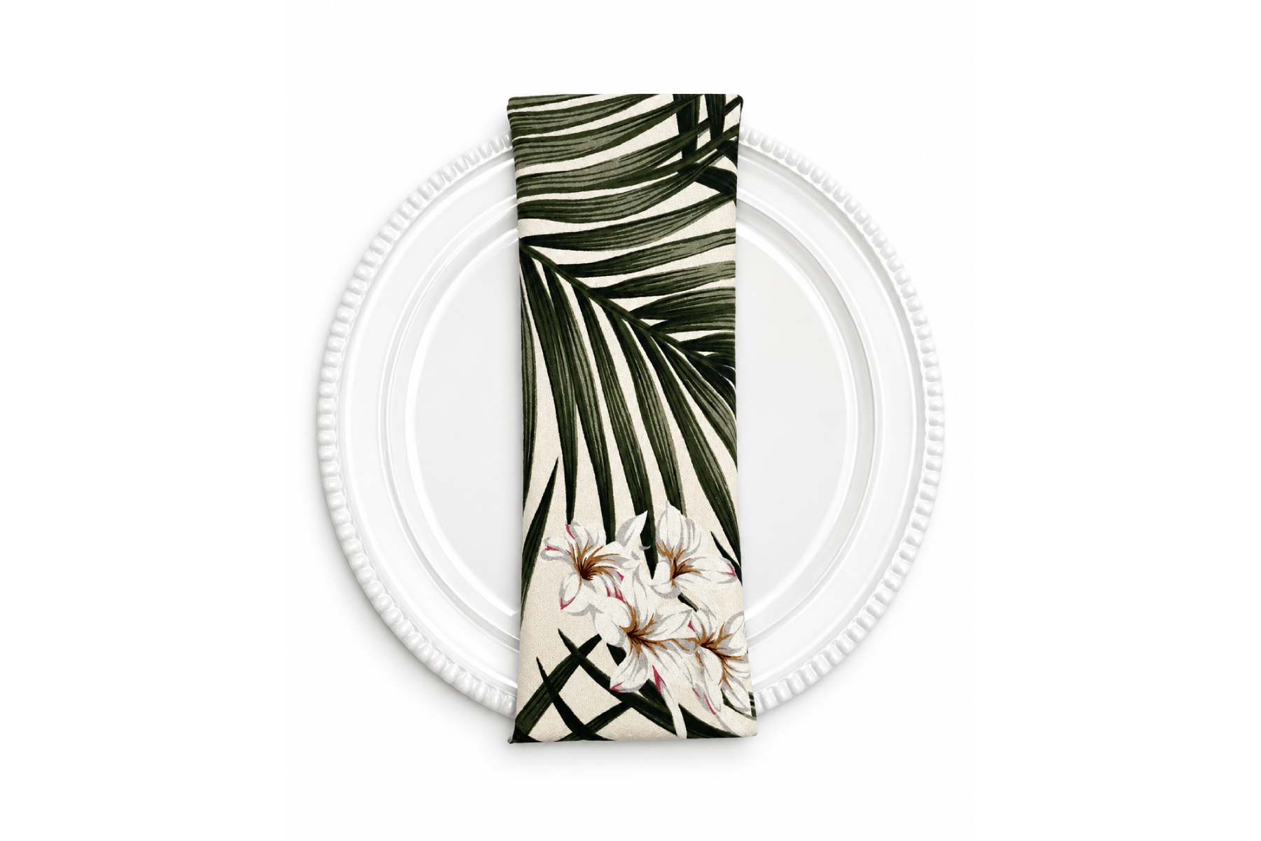 Bark Cloth Napkin - Ecru Palm Flower