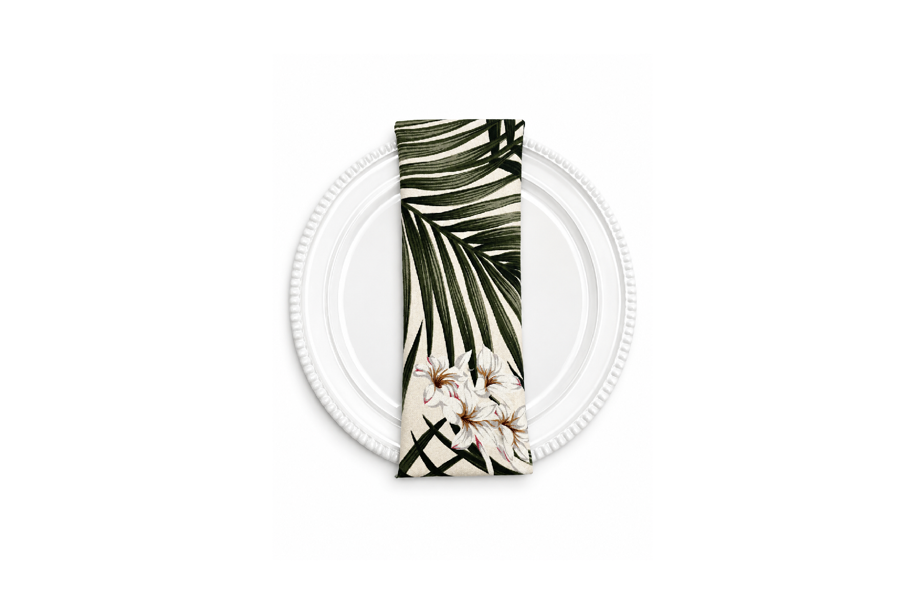 Bark Cloth Napkin - Ecru Palm Flower List.png
