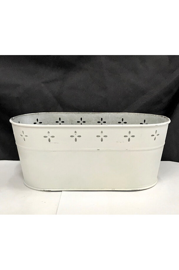 Oval White Tin Pail