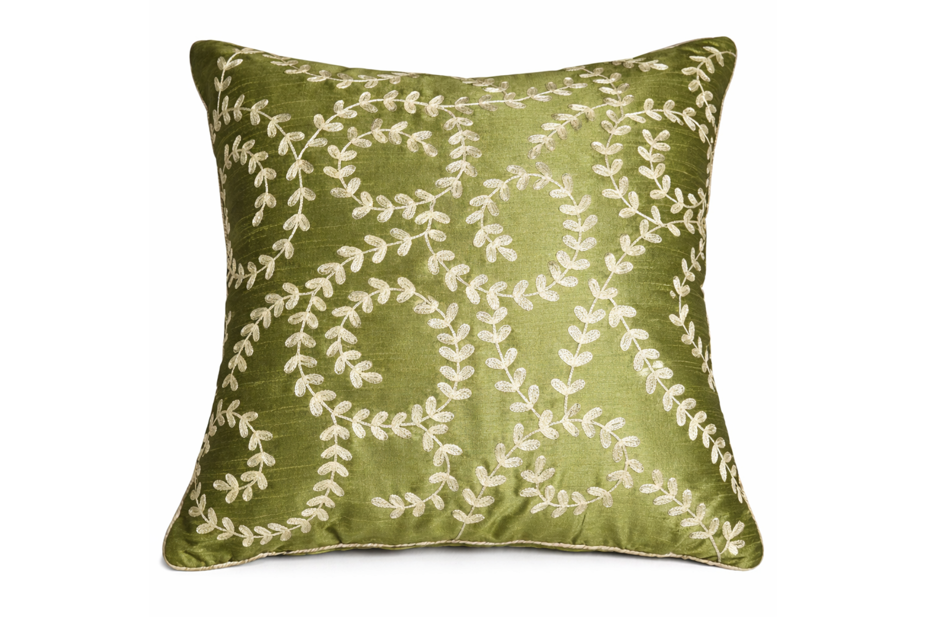 Embroidered Silky Pillow - Olive & Cream Thumb.png