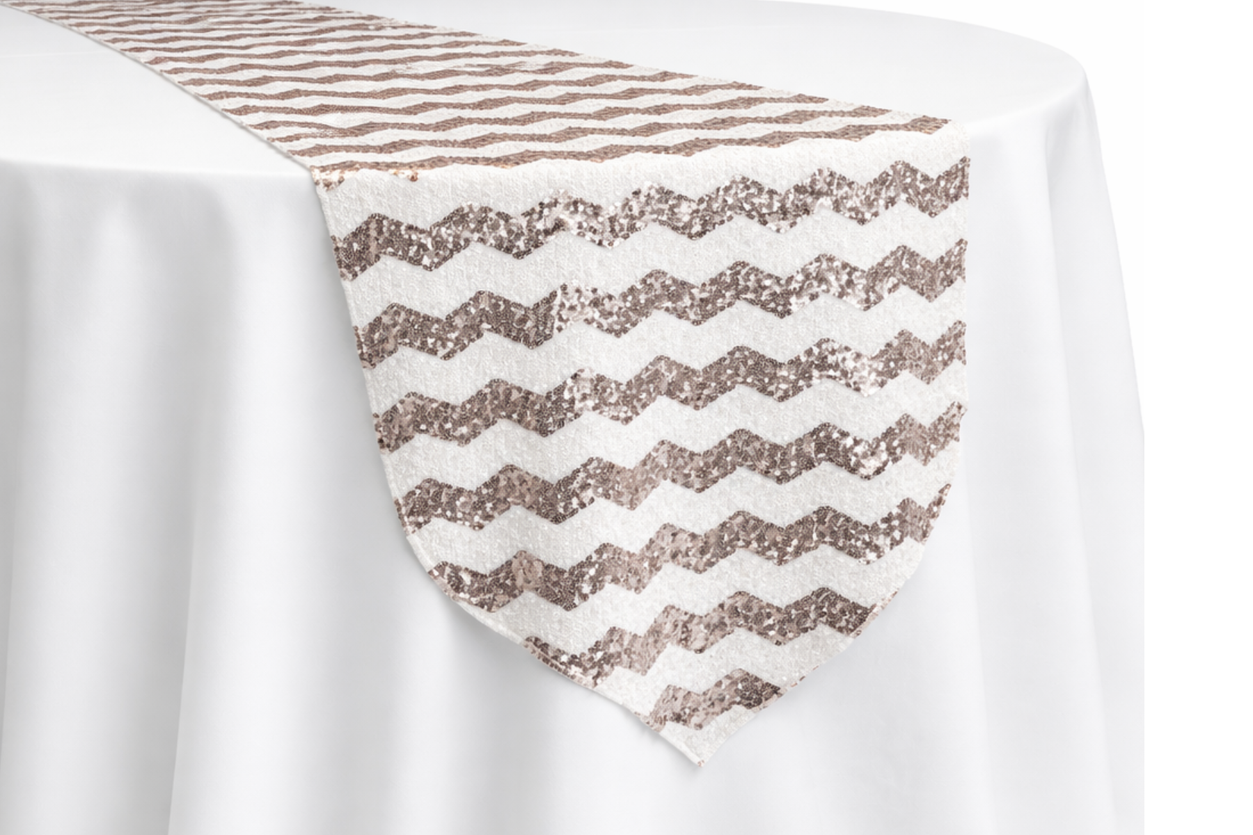 Chevron Glitz Sequin Runner - Blush & White