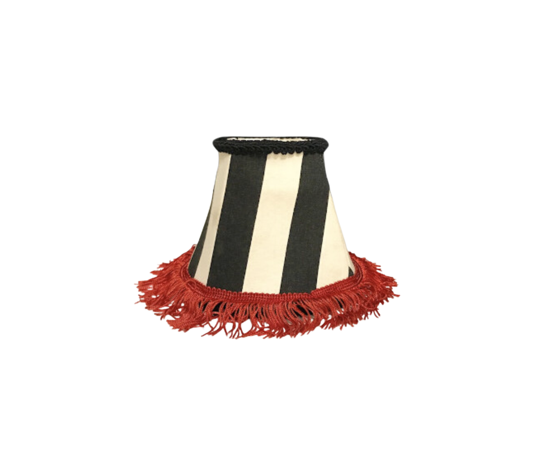 Striped Lamp Shade with Red Fringe